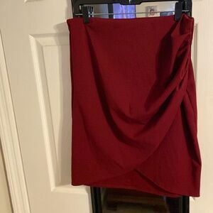 Maroon in color plus size mini skirt